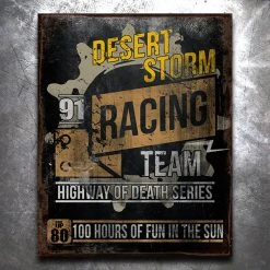PTS Veteran Desert Storm Racing Team Vintage Tin Sign