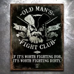 PTS Old Man's Club Old Man's Fight Club Vintage Tin Sign
