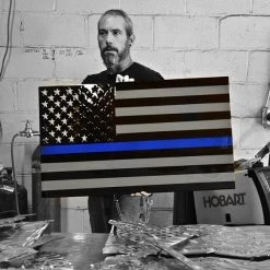 AMD American Liquid Metal - Thin Blue Line Flag Sign, Large Leo