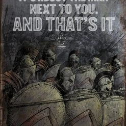 PTS Spartan The Man Next To You Vintage Tin Sign Signs