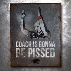 PTS Neutral Hands Wrestling Vintage Tin Sign