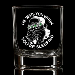 Ohio He Sees You When You're Sleeping Whiskey Glass Whisky & Bad Decisions