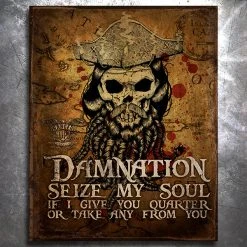 PTS The Black Flag Blackbeard Damnation Vintage Tin Sign