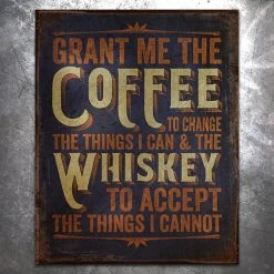 PTS Signs Coffee Whiskey Prayer Vintage Tin Sign
