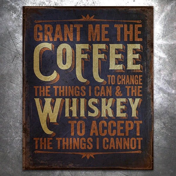 PTS Signs Coffee Whiskey Prayer Vintage Tin Sign 3 PTS Signs Coffee Whiskey Prayer Vintage Tin Sign
