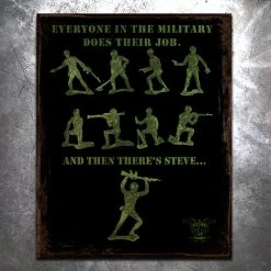 PTS Green Army Man Vintage Tin Sign