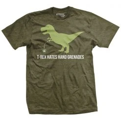 Ohio T-Rex Hates Hand Grenades T-Shirt Green