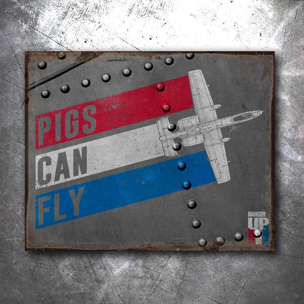 PTS Pigs Can Fly Vintage Tin Sign PTS Pigs Can Fly Vintage Tin Sign