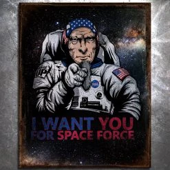 PTS Space Force Uncle Sam Vintage Tin Sign