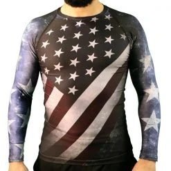 SV American Flag Long-Sleeve Rash Guard Men
