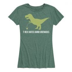 Ohio Women's T-Rex Hates Hand Grenades Tee Green